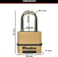 Master Lock M175EURDLF SL 9 Számzáras biztonsági lakat
