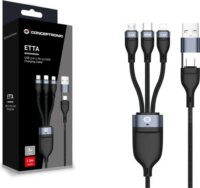 Conceptronic ETTA05B15 3-in-1 USB 3.0 Adat És Töltőkábel 60 Watt 1.5m - Fekete