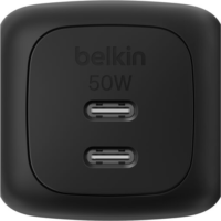 Belkin Dual 2x USB-C PD + PPS Hálózati Gyorstöltő Adapter 50W - Fekete