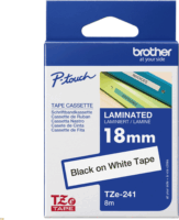 Brother TZE-241CVI 18mm / 8m Feliratozógép szalag - Fehér alapon fekete