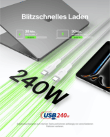 Belkin USB-C Apa - USB-C Apa Fonott Adat és Töltőkábel 240W 3m - Fehér