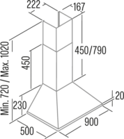 Cata OMEGA 900 WH/M Kürtős Páraelszívó Szagelszívó - Fehér