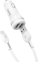 Hoco Z27 2×USB-C Autós Töltő + microUSB Kábel (5V / 2.4A) - Fehér