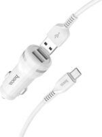 Hoco Z27 2×USB-C Autós Töltő + microUSB Kábel (5V / 2.4A) - Fehér