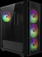 Gamdias Aura GC2 Elite Midi Torony Számítógépház + 4db 120mm ventilátor - Fekete