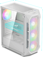 Gamdias Aura GC1 Elite Midi Torony Számítógépház + 4db 120mm ventilátor - Fehér