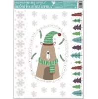 Téli állatkás mintás csillogó ablakmatrica 38 x 30 cm - Többféle