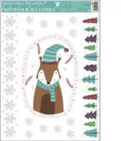 Téli állatkás mintás csillogó ablakmatrica 38 x 30 cm - Többféle