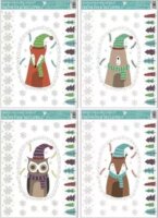 Téli állatkás mintás csillogó ablakmatrica 38 x 30 cm - Többféle