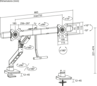 ACT AC8344 17"-32" LCD TV / Monitor Asztali Tartó Kar - Fekete (2 kijelző)