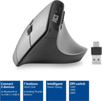 ACT A5155 Ergonomikus Bluetooth + RF Wireless Egér - Fekete / Szürke