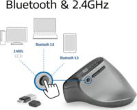 ACT A5155 Ergonomikus Bluetooth + RF Wireless Egér - Fekete / Szürke