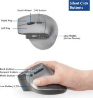 ACT A5155 Ergonomikus Bluetooth + RF Wireless Egér - Fekete / Szürke
