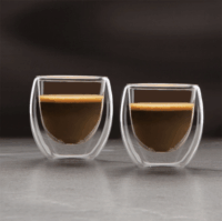 Family 57176H 80ml Kávés Duplafalú üveg pohár szett 2 darabos