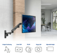 ACT AC8310 10"-27" LCD TV / Monitor Fali Tartó Kar - Fekete