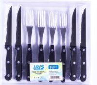 IRIS KT-192 Rozsdamentes acél Steak kés és villa 8 darabos készlet