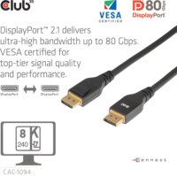 Club 3D CAC-1094 DisplayPort 2.1 8K 60Hz kábel 2m - Fekete