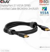Club 3D CAC-1094 DisplayPort 2.1 8K 60Hz kábel 2m - Fekete