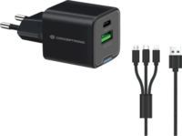 Conceptronic ALTHEA16B USB-A / USB-C Hálózati Gyorstöltő Adapter 33W - Fekete