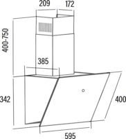 Cata LENA 600 XGWH 02032005SZ Kürtős Döntött Páraelszívó Szagelszívó - Fehér üveg
