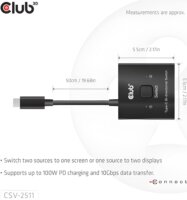 Club 3D CSV-2511 2 port USB-C HUB 100W