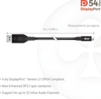 Club 3D CAC-1563 USB-C apa - DisplayPort 2.1 apa Átalakító kábel 2m - Fekete