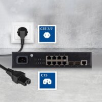 ACT AK5313 Schuko CEE 7/7 - C15 IEC 60320 230V Hálózati Tápkábel 2m - Fekete