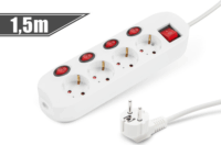 Delight 20247B Hálózati Elosztó Túlfeszültség védő Kapcsolóval 4 aljzatos 1.5m - Fehér