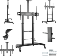 Gembird TVS-100T-02 60"-100" Állítható magasságú gurulós TV-állvány - Fekete