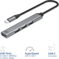 ACT AC6425 4-port USB-Type C HUB (3x USB-A 2.0 + 1x USB-A 3.2)