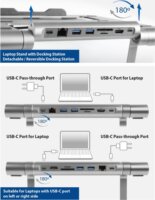 ACT AC8125 Ergonomikus Állítható 15.6" Laptop Asztali Állvány levehető Dokkolóállomással - Fehér