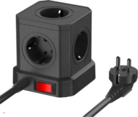 Newell 250V 1x USB-C / 3x USB-A Hálózati elosztó 5 aljzatos 1,5m - Fekete