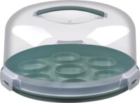 Iris G-299 TASTY Műanyag Kerek torta / muffin Tároló és hordozó 9L - Átlátszó / Zöld