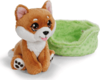 Nici Green Shiba Inu Kutya Plüssfigura Kosárban 12cm