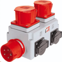 Holzmann ALA1 380V / 400V Kompakt Műhely Elosztó doboz 4 aljzatos - SZürke/Piros