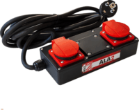 Holzmann ALA2 230V Kompakt Műhely Elosztódoboz 2 aljzatos - Fekete/Piros