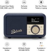 Roberts Radio Revival Petite 2 Bluetooth hordozható FM / DAB+ Zsebrádió - Éjkék