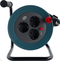 REV 0010042100 Hálózati hosszabító Kábeldob 3 aljzattal 10 méter - Fekete/Kék