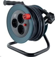 REV 0010042100 Hálózati hosszabító Kábeldob 3 aljzattal 10 méter - Fekete/Kék