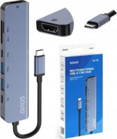 Savio AK-82 Multifunkciós 7-port USB-C HUB - Fekete