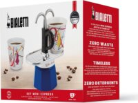 Bialetti Mini Express Kandinsky 2 személyes Kotyogós kávéfőző + 2 csésze - Kék vagy Piros színben