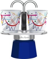 Bialetti Mini Express Kandinsky 2 személyes Kotyogós kávéfőző + 2 csésze - Kék vagy Piros színben