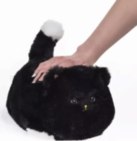 Interaktív pislogó plüss cica hangokkal - Fekete