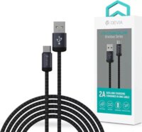 Devia ST108028 Gracious Series v2 USB-A apa - USB-C apa Töltő- és adatkábel 10 Watt 2m - Fekete