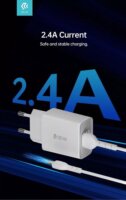 Devia ST361395 2xUSB Hálózati Töltő Adapter 12W + 1m Lightning kábel - Fehér