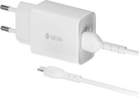 Devia ST361395 2xUSB Hálózati Töltő Adapter 12W + 1m Lightning kábel - Fehér