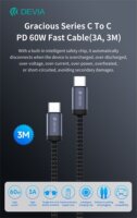 Devia ST124332 USB-C Apa - USB-C Apa Adat és töltőkábel 60 Watt 3m - Fekete