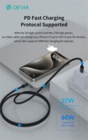 Devia ST124332 USB-C Apa - USB-C Apa Adat és töltőkábel 60 Watt 3m - Fekete