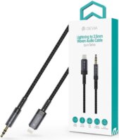 Devia ST111950 3.5mm Jack apa - Lightning apa Audio kábel 1m - Fekete