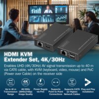 DIGITUS DS-55357 Cat.6 HDMI Extender 4K 30Hz 40m